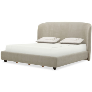 Possibilities Queen Upholstered Curved Shelter Bed