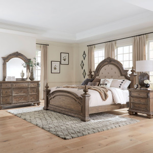Carlisle Court King California Poster Bed, Dresser & Mirror, Night Stand