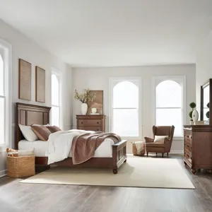 Rustic Traditions King California Panel Bed, Dresser & Mirror, Chest