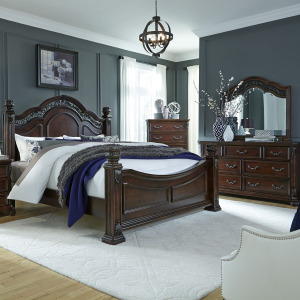 Messina Estates King California Poster Bed, Dresser & Mirror, Chest