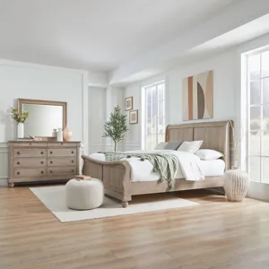 Rustic Traditions King California Sleigh Bed, Dresser & Mirror
