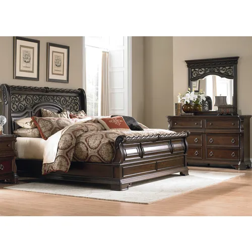 Arbor Place Queen Sleigh Bed, Dresser & Mirror