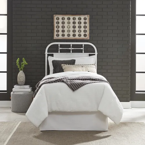 Vintage Series Twin Metal Headboard - Antique White
