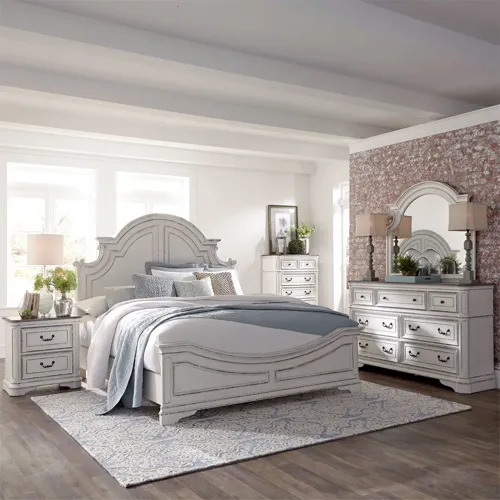 Magnolia Manor King California Panel Bed, Dresser & Mirror, Chest, Night Stand