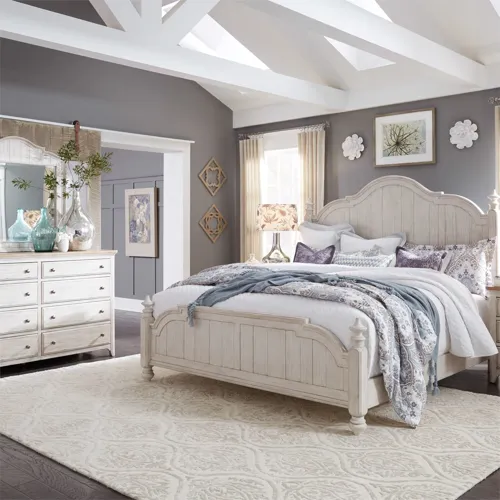 Farmhouse Reimagined Queen Poster Bed, Dresser & Mirror