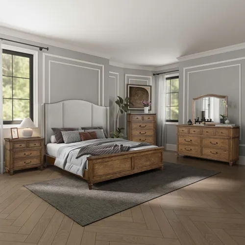 Harrison Heights Queen Shelter Bed, Dresser & Mirror, Chest, Night Stand