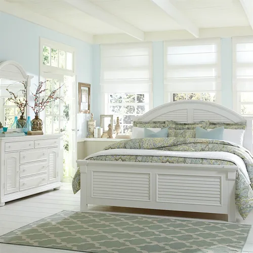 Summer House I King Panel Bed, Dresser & Mirror, Chest