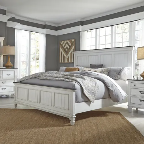 Allyson Park King Panel Bed, Dresser & Mirror, Night Stand