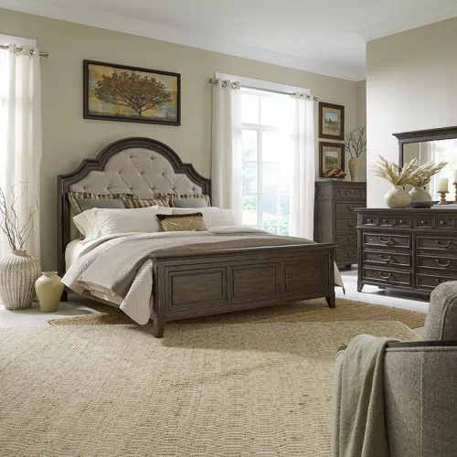 Paradise Valley Queen Uph Bed, Dresser & Mirror, Chest