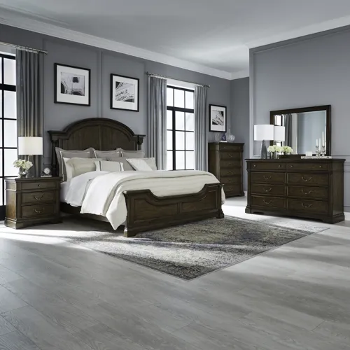Arden Road Queen Poster Bed, Dresser & Mirror, Chest, Night Stand
