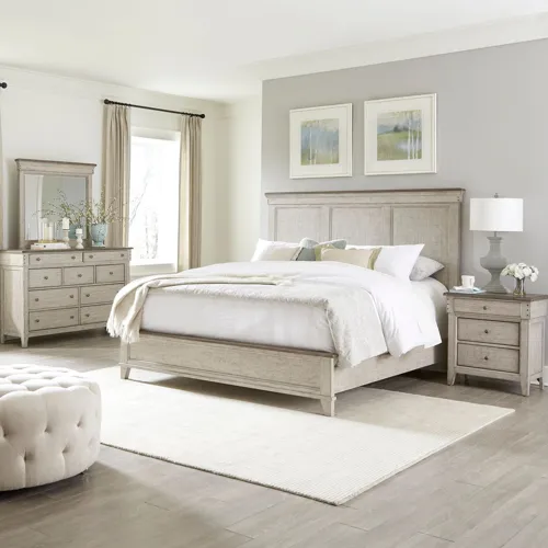 Ivy Hollow King California Panel Bed, Dresser & Mirror, Night Stand