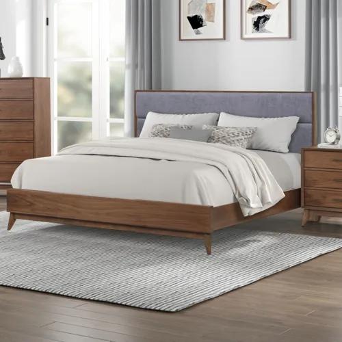 Century Modern Queen Uph Platform Bed