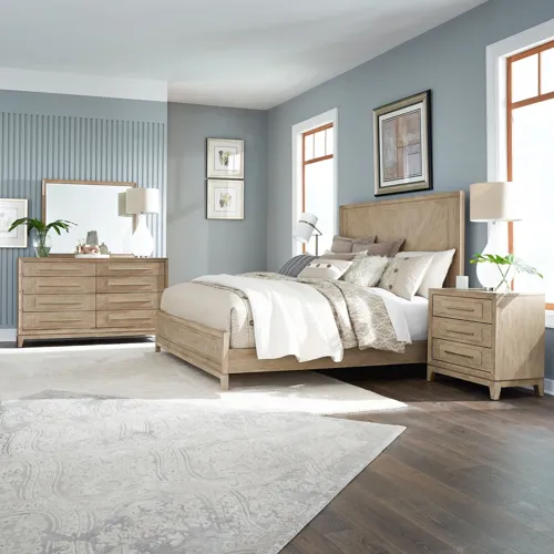 Brentwood King Panel Bed, Dresser & Mirror, Night Stand