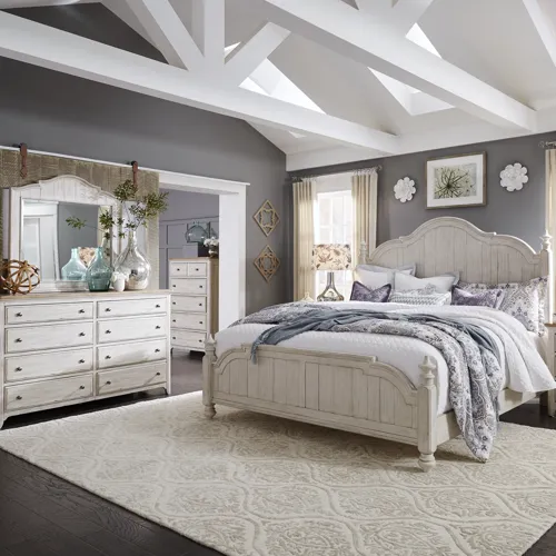 Farmhouse Reimagined King Poster Bed, Dresser & Mirror, Chest