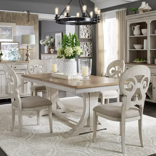 Farmhouse Reimagined 7 Piece Trestle Table Set