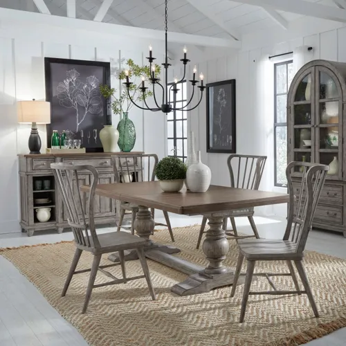 River Place 5 Piece Trestle Table Set