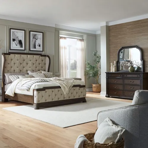 Provence Park King Shelter Bed, Dresser & Mirror