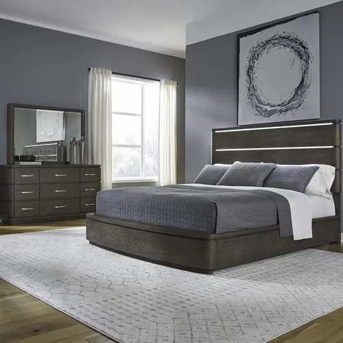 Cascade Falls Queen Panel Bed, Dresser & Mirror