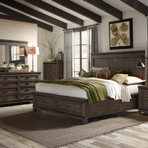 Thornwood Hills King Storage Bed, Dresser & Mirror, Chest