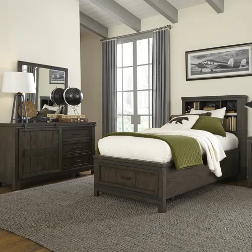 Thornwood Hills Full Bookcase Bed, Dresser & Mirror