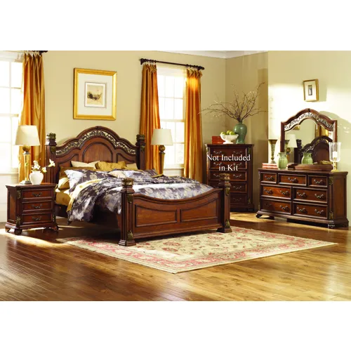 Messina Estates Queen Poster Bed, Dresser & Mirror, Night Stand