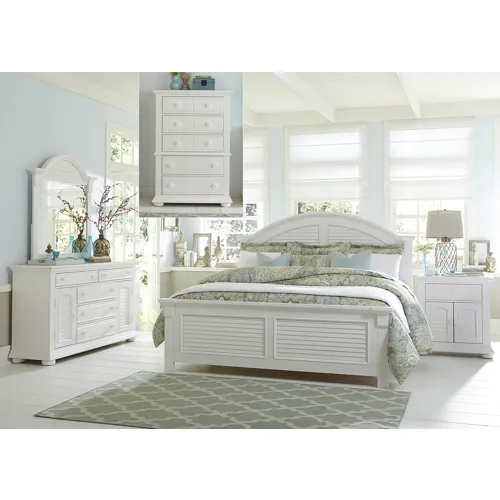 Summer House I Queen Panel Bed, Dresser & Mirror, Chest, Night Stand