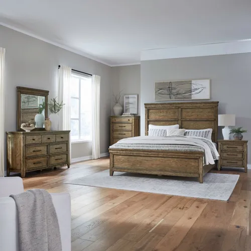 Carolina Park Queen Panel Bed, Dresser & Mirror, Chest, Night Stand