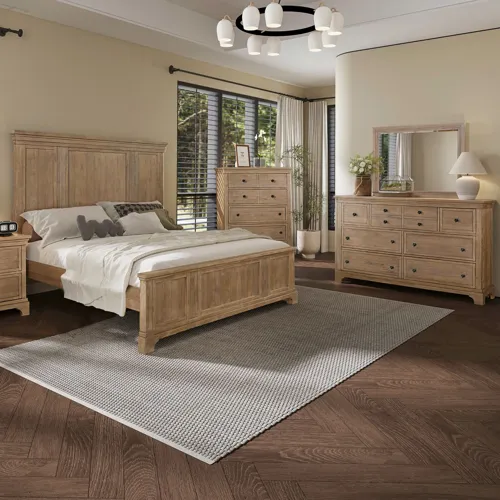 Haven Hills King Panel Bed, Dresser & Mirror, Chest