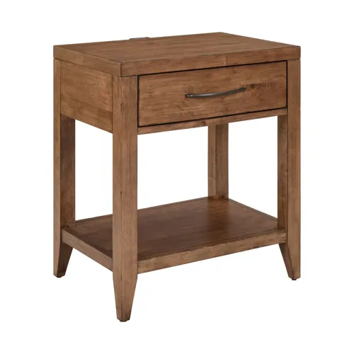 Shaker Lakes Open Nightstand w/ Charging Station