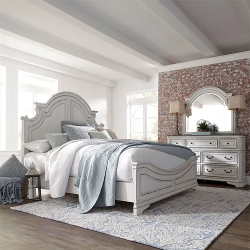 Magnolia Manor King California Panel Bed, Dresser & Mirror