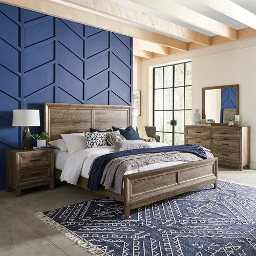 Ridgecrest Queen Panel Bed, Dresser & Mirror, Night Stand