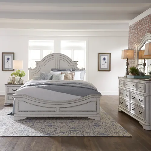 Magnolia Manor King Panel Bed, Dresser & Mirror, Night Stand