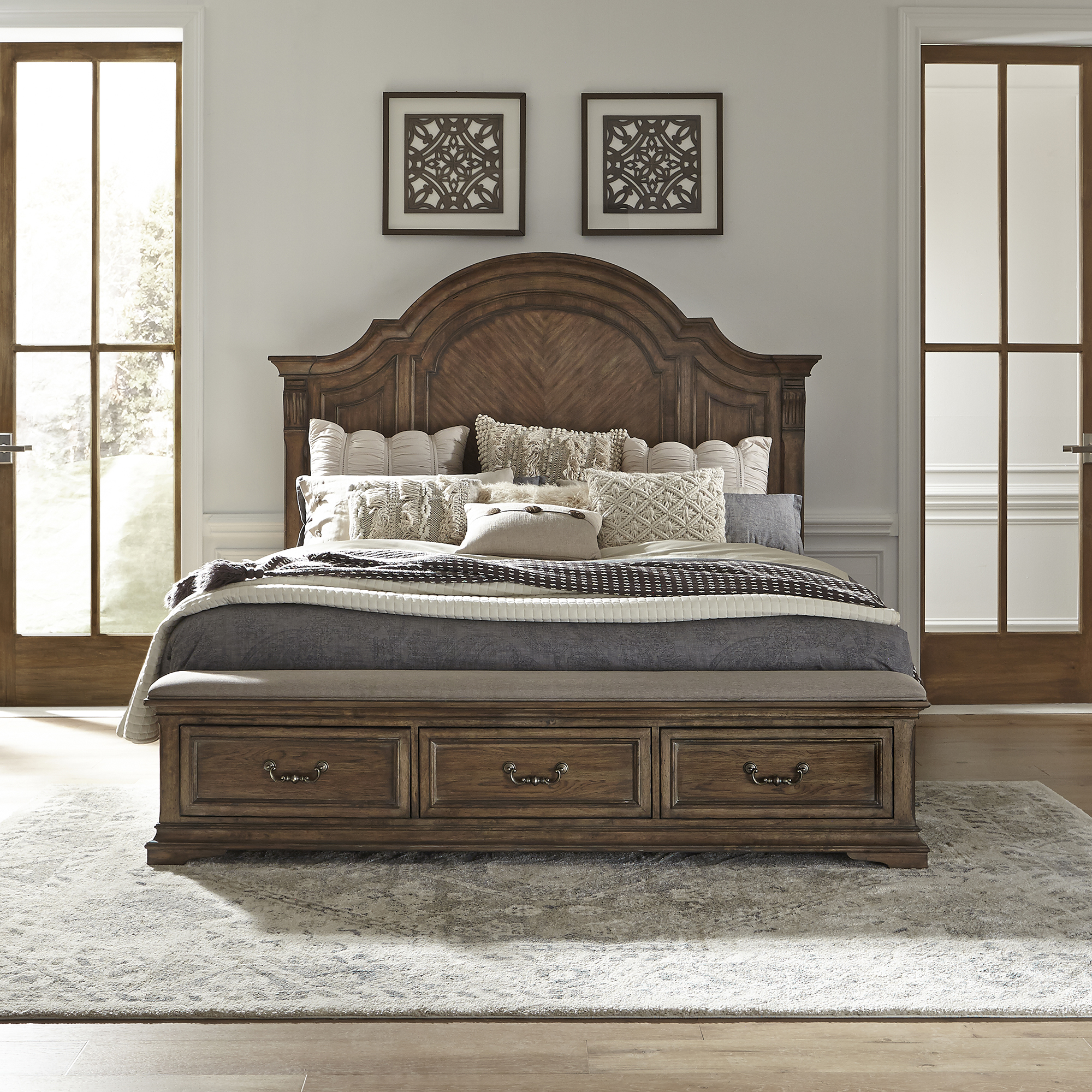 Haven Hall Queen Storage Bed, Dresser & Mirror NIS637918909 by Samuel