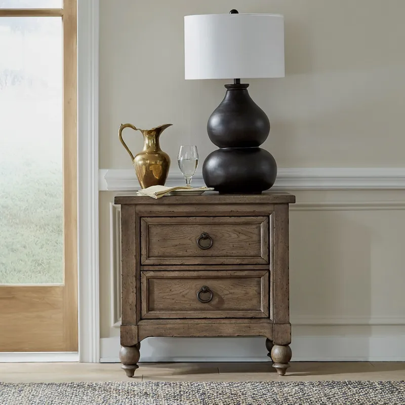 Americana Farmhouse Queen Sleigh Bed, Dresser & Mirror, Nightstand