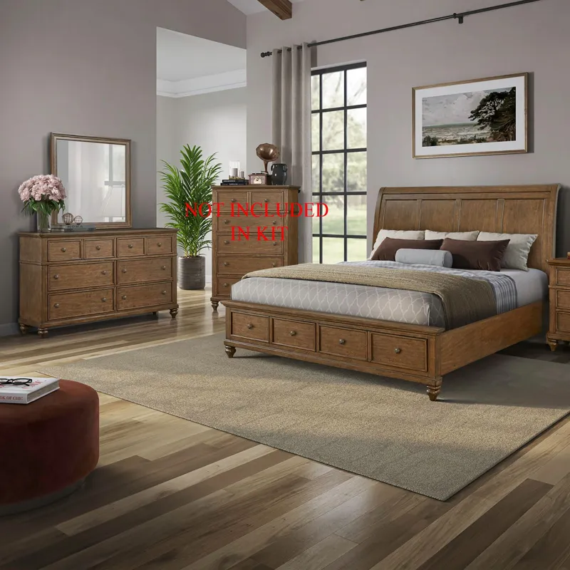 Twin Lakes Queen Storage Bed, Dresser & Mirror