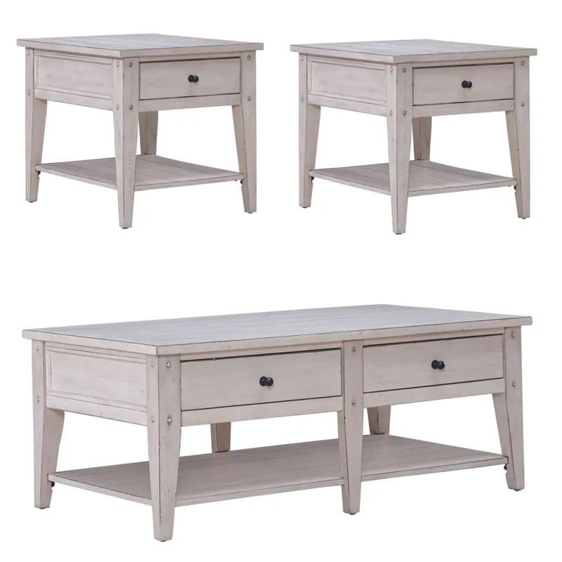 Lake House 3 Piece Set (1-Cocktail 2-End Tables)