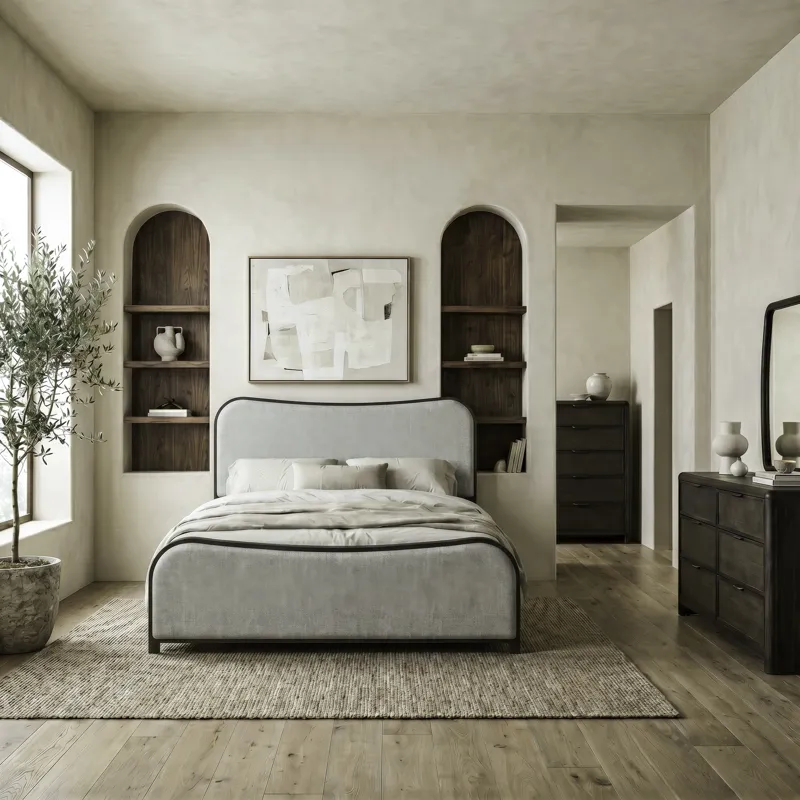 Skye View Queen Uph Bed, Dresser & Mirror, Chest