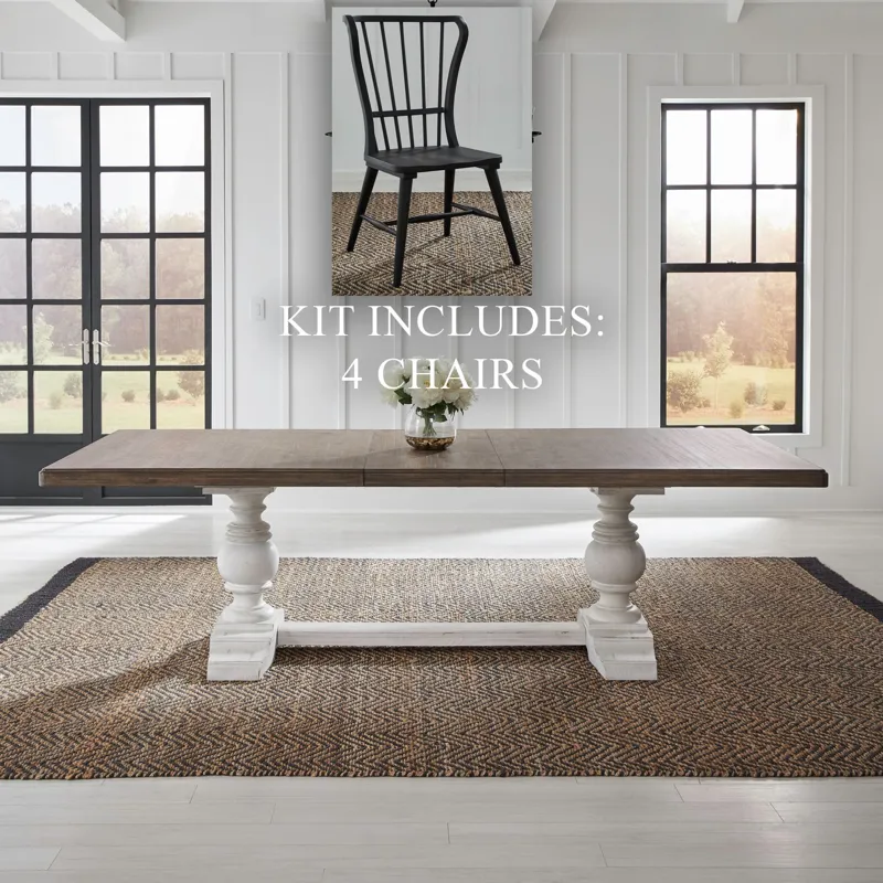 River Place Opt 5 Piece Trestle Table Set