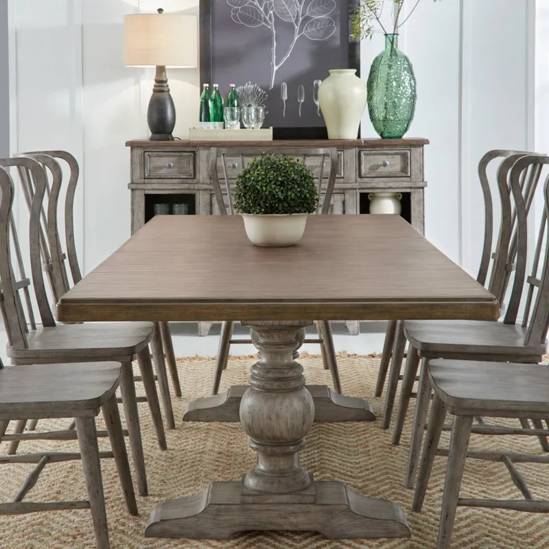 River Place 9 Piece Trestle Table Set