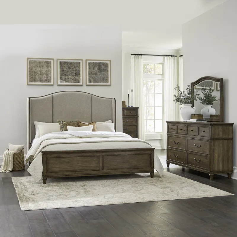 Harrison Heights King California Shelter Bed, Dresser & Mirror, Chest
