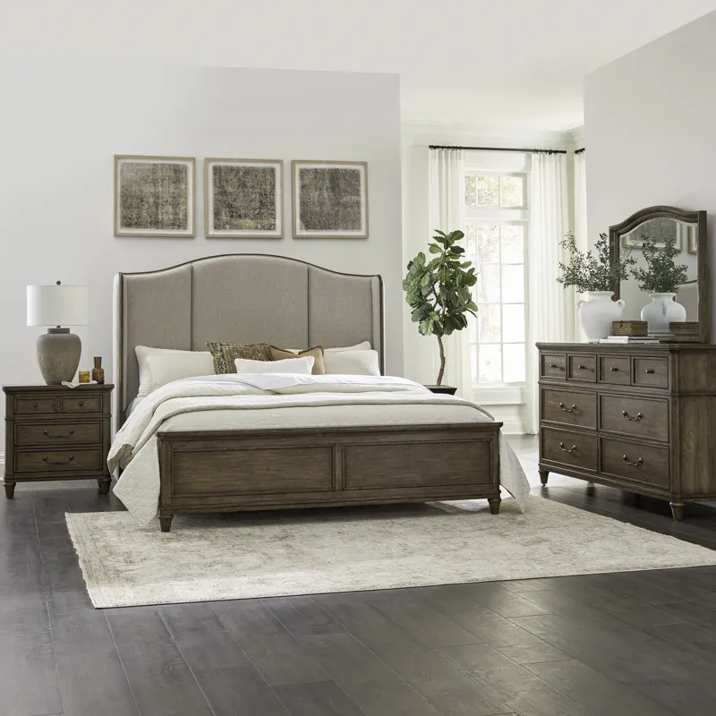 Harrison Heights King California Shelter Bed, Dresser & Mirror, Night Stand