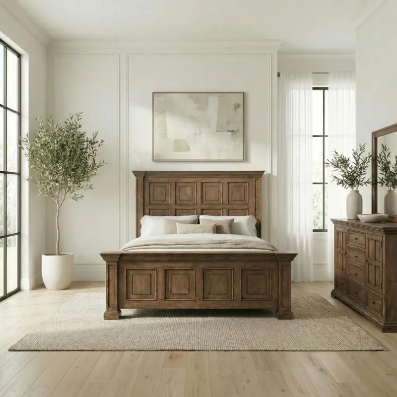 Big Valley King Panel Bed, Dresser & Mirror
