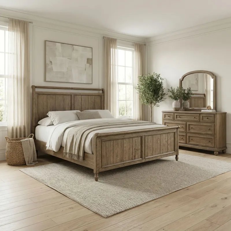 Homestead Haven King Sleigh Bed, Dresser & Mirror