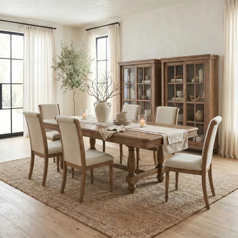Homestead Haven Opt 7 Piece Trestle Table Set