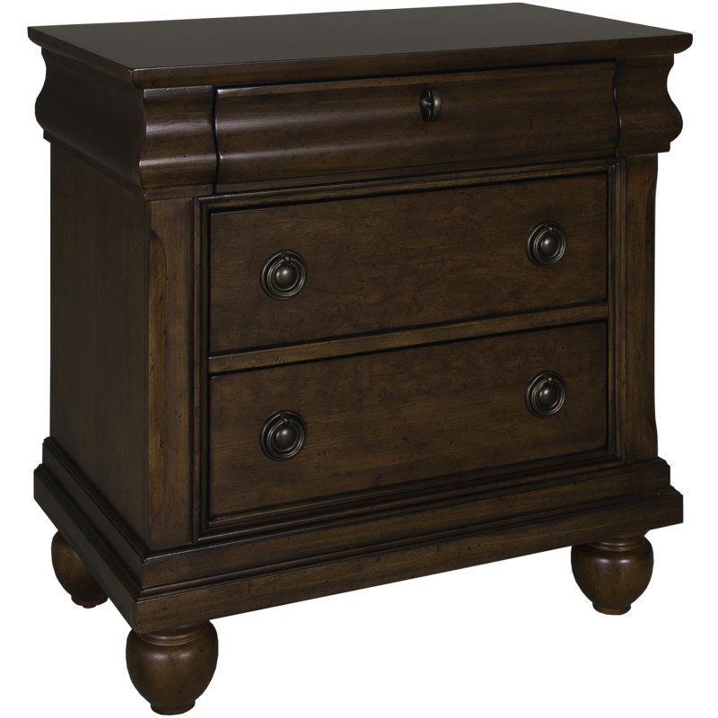 Rustic Traditions King California Sleigh Bed, Dresser & Mirror, Night