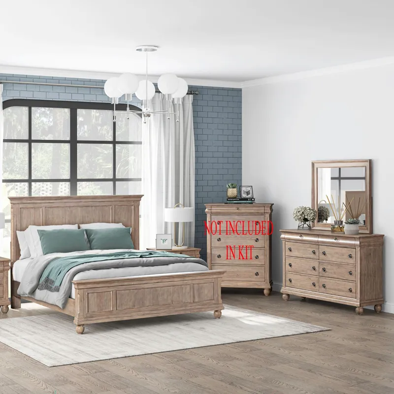 Rustic Traditions King California Panel Bed, Dresser & Mirror