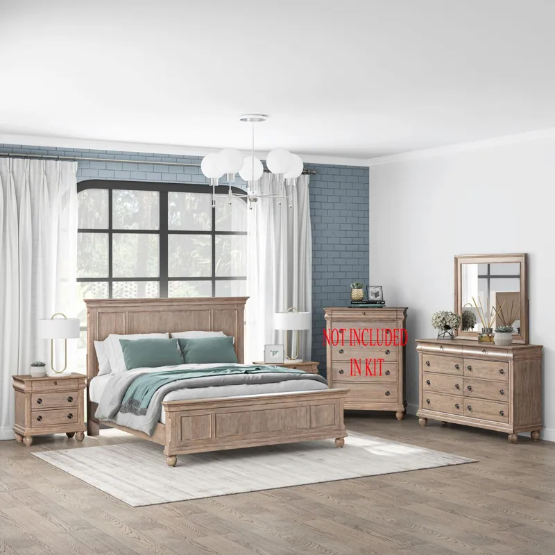 Rustic Traditions King Panel Bed, Dresser & Mirror, Night Stand