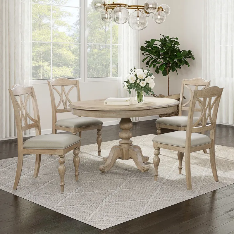 Summer House 5 Piece Pedestal Table Set
