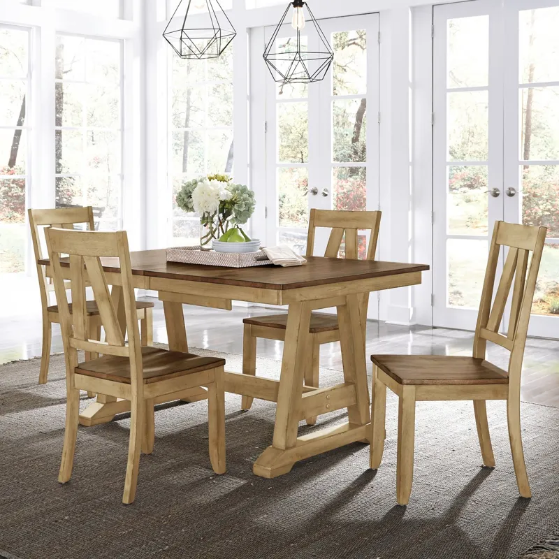 Lindsey Farm 5 Piece Trestle Table Set