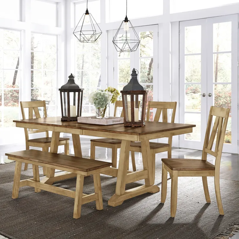 Lindsey Farm 6 Piece Trestle Table Set